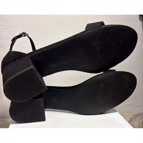 Madden Girl Shoes Lillian 10M Black Suede Block Heel Strap Sandals With Box EUC - Picture 8 of 11